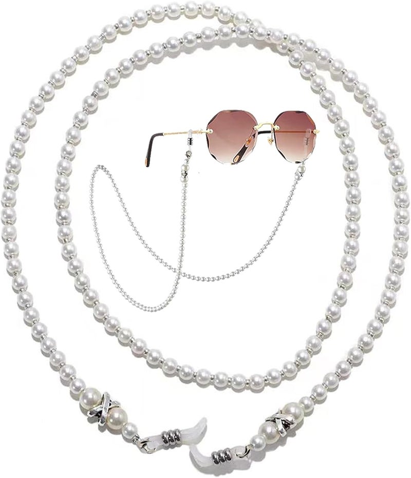 Keromtein Glasses Chain for Women, Pearl Eyeglass Chains Eye Glasses Holders Around Neck, Eyeglasses Strap Lanyard Sunglasses Beaded Face Mask Old Lady Reading Glass Eyewear Retainer Chain - Image 1